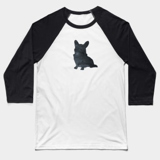 Corgi Art Black Baseball T-Shirt